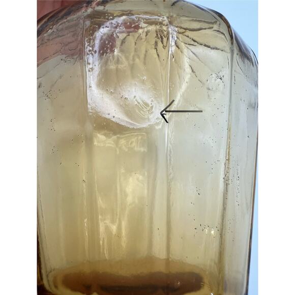 Rossini Empoli Amber Glass 13.5” Genie Bottle Decanter Italy Vintage No Stopper - Picture 11 of 11